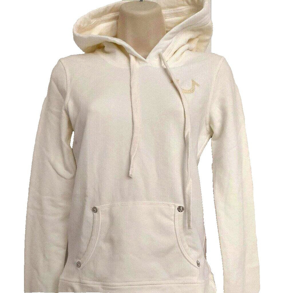 True Religion Brand Jeans Madalyn Cream Off White Hoodie Sweatshirt Size XS $176 - Picture 2 of 12
